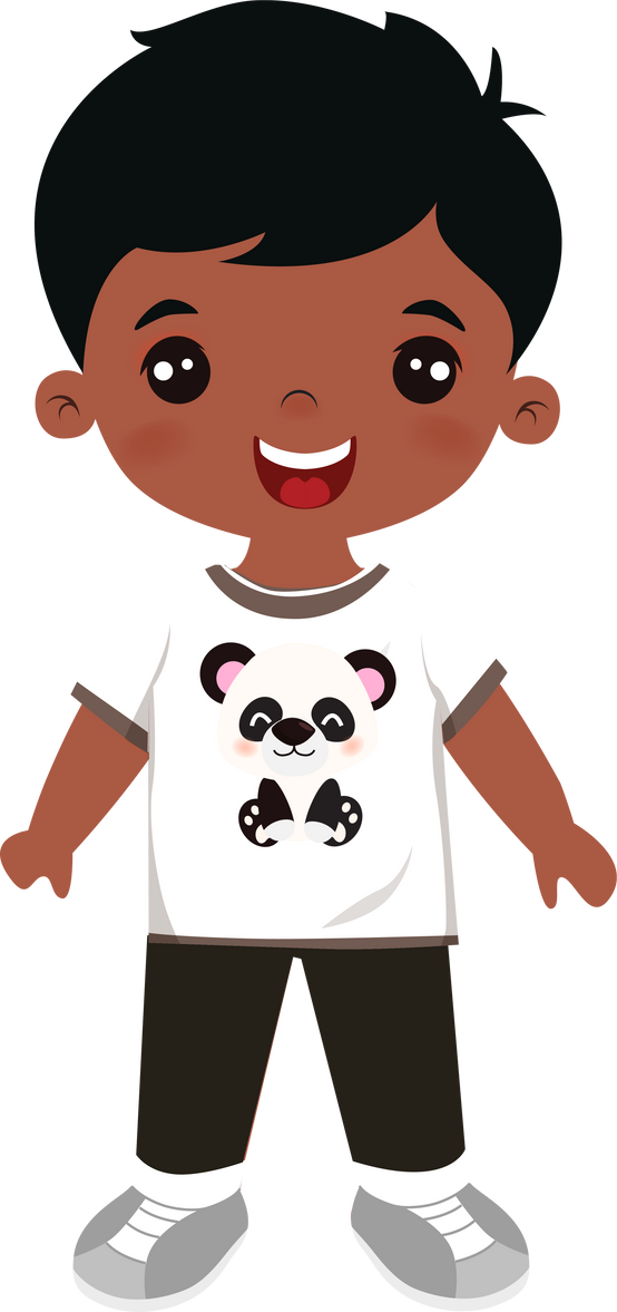 Cute Little Boy Wearing Panda Shirt Illustration